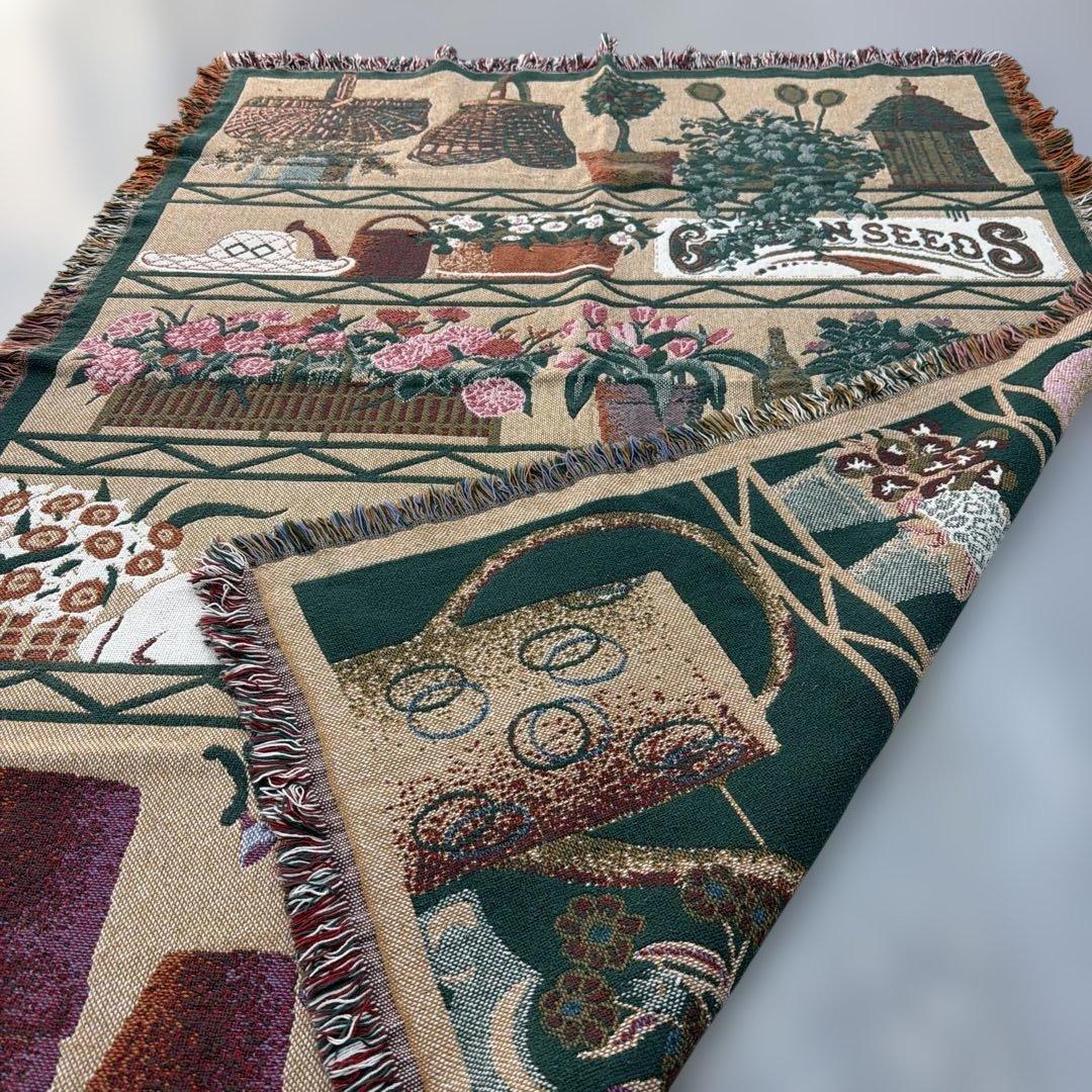 花　花壇　マルチカバー　ソファカバー　ヴィンテージラグ　172x126