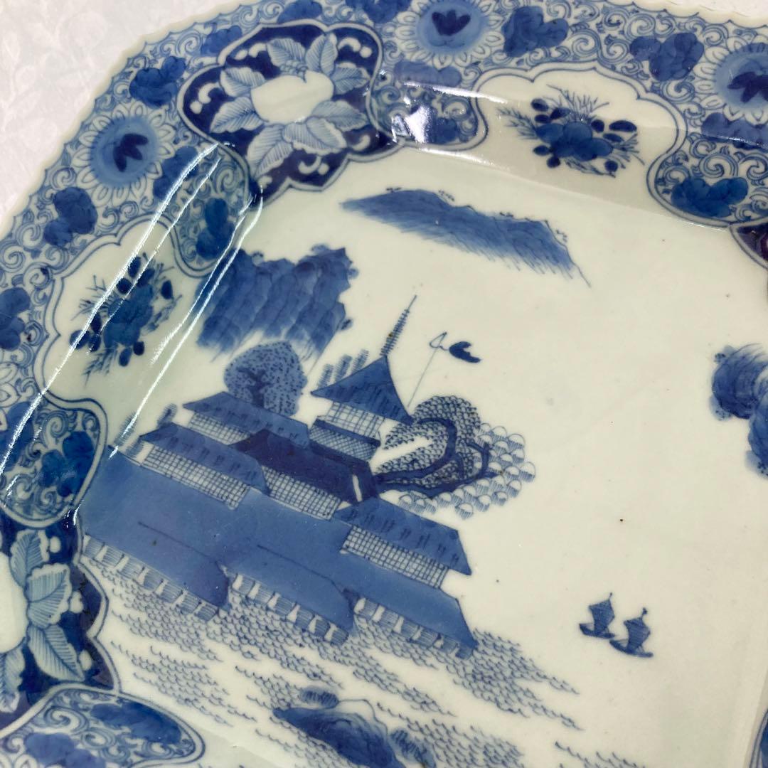 希少 伊万里 染付角皿 太明成化年製 大皿 骨董品 時代物