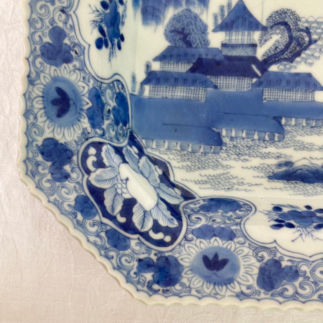 希少 伊万里 染付角皿 太明成化年製 大皿 骨董品 時代物