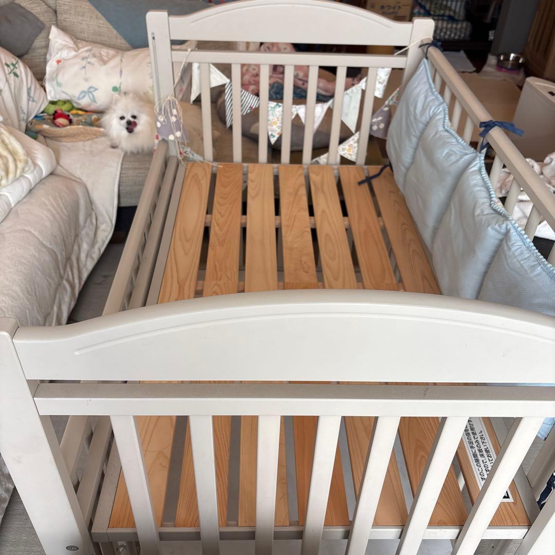 mk_golf ライトグレー 木製ベビーベッド 標準サイズ