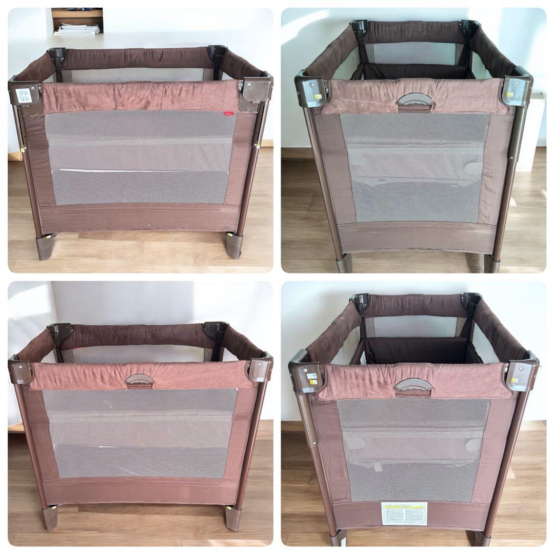 【最上位・美品】Aprica ココネルエアープラスAB ブラウン ベビーベッド