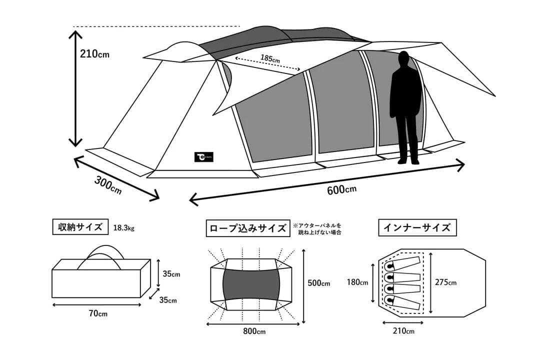 ウィングフォート（４人用インナーテント付属）＋専用インナーテントグランドシート