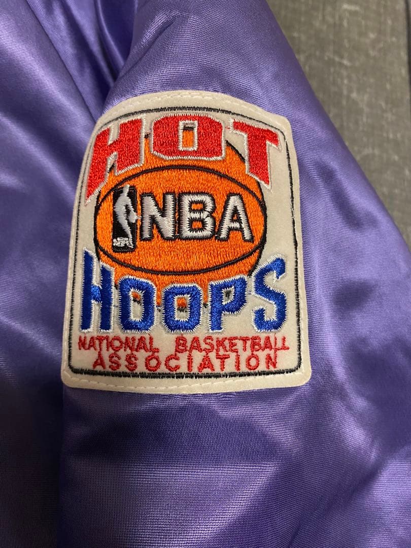 90s　chalk line　サテン　スタジャン　レイカーズUSA製　L