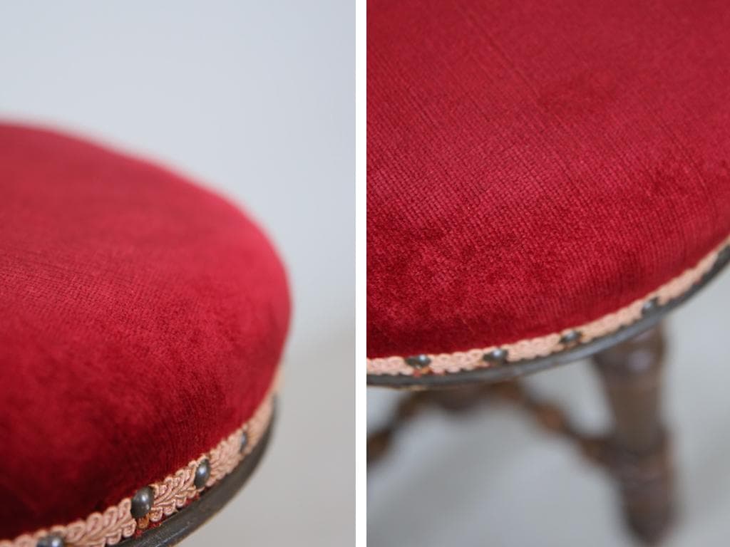 フランスアンティーク古木ピアノスツール/木製チェア/演奏用回転イス(92-150