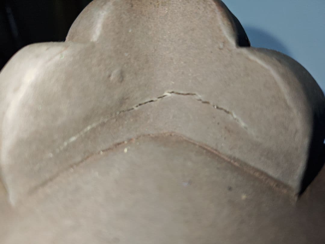 陶器製長方形盆栽鉢 ブラウン 約47cm×36cm×19.5cm　落款　太山