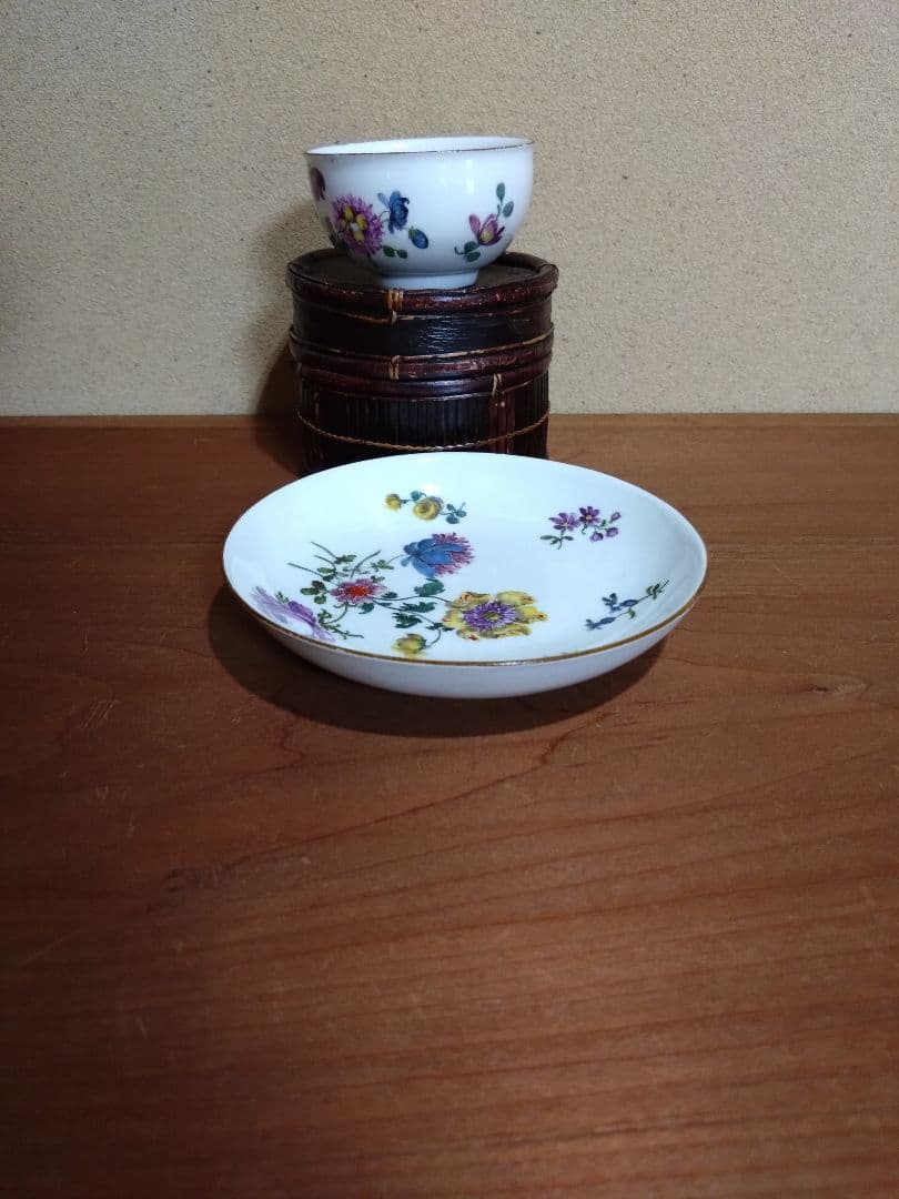 18世紀 オールドマイセン 色絵 花紋 カップ＆ソーサー 音色抜群