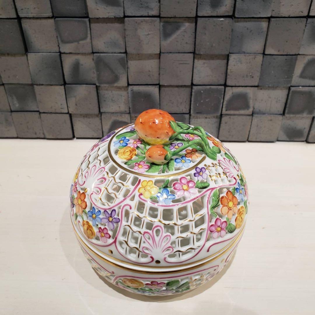 【値下げ】ヘレンド 花柄 ボンボニエール 小物入れ 菓子入れ HEREND