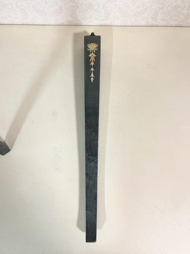 【状態良好】サイドテーブル オルゴール内蔵 猫脚 花柄インレイ 木製テーブル