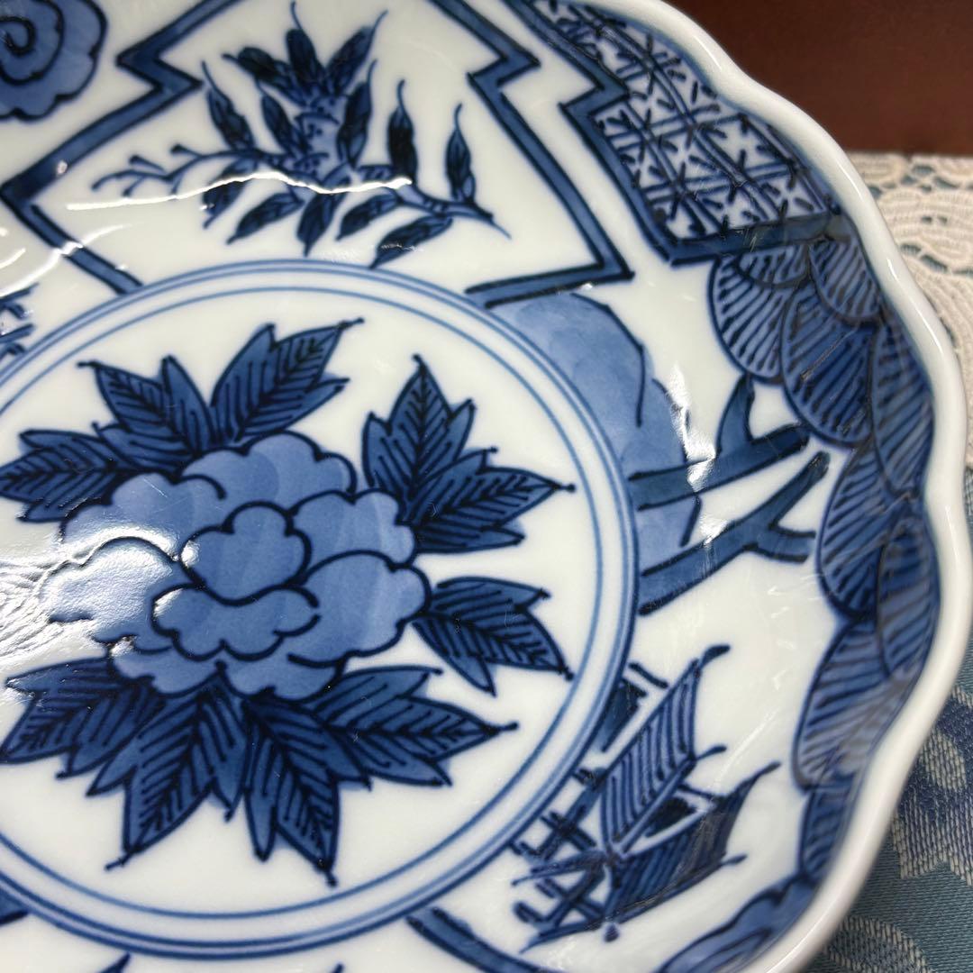 源右衛門窯　染付牡丹見込　吉祥　祥瑞　鉢　向付　5客1セット