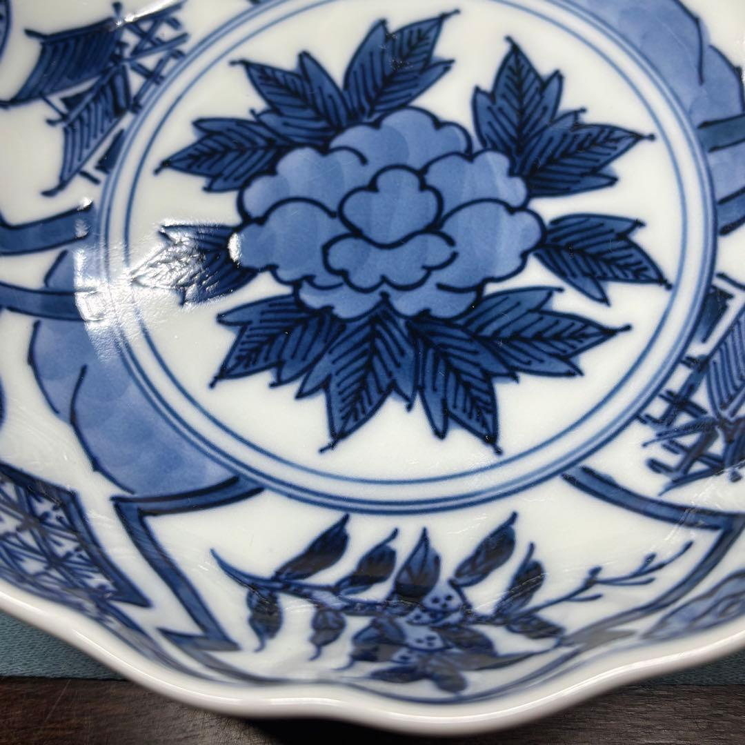 源右衛門窯　染付牡丹見込　吉祥　祥瑞　鉢　向付　5客1セット