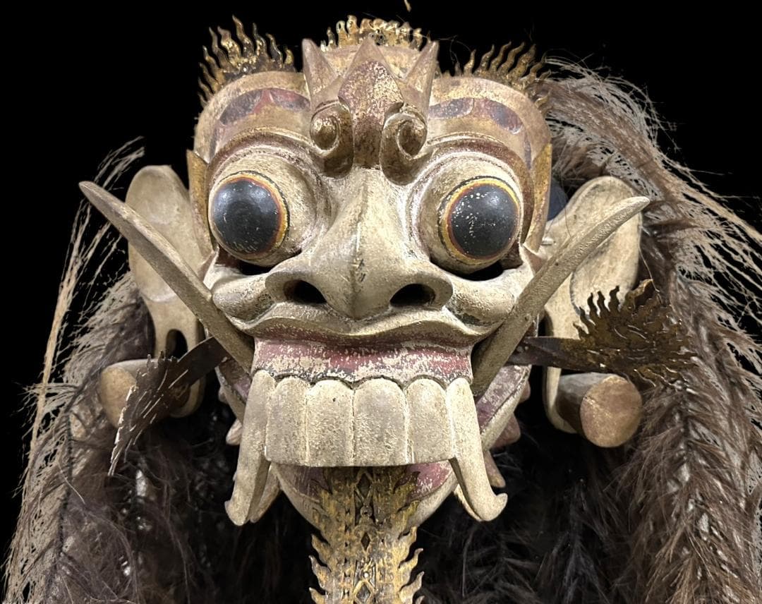 珍品 レア品 バリ島 バロンダンス 舞踊用 お面 民芸 木彫り インドネシア