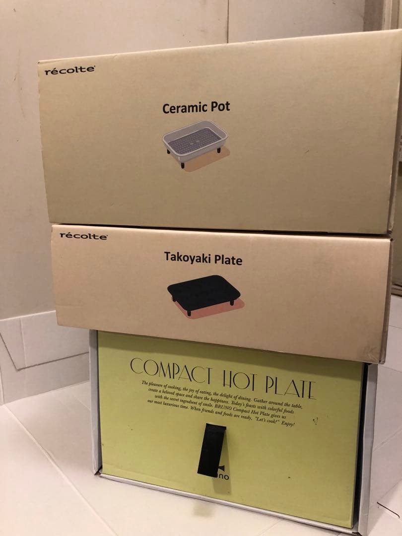 ブルーノ　コンパクトホットプレートとたこ焼きプレート、セラミックスチーム深鍋