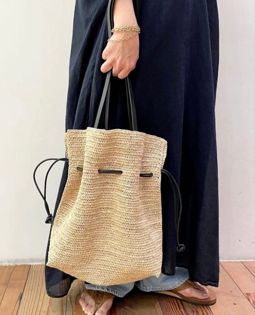 美品⭐︎MAISON N.H PARIS⭐︎ラフィア　ショルダーバッグ　ナチュラル