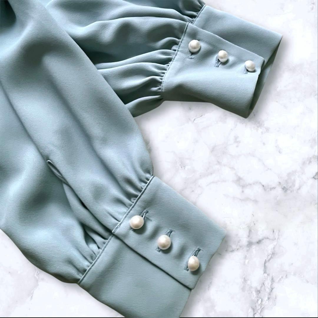 新品✨ルル ウィルビー　バックサテンジョーゼット　フリルブラウス　パールボタン