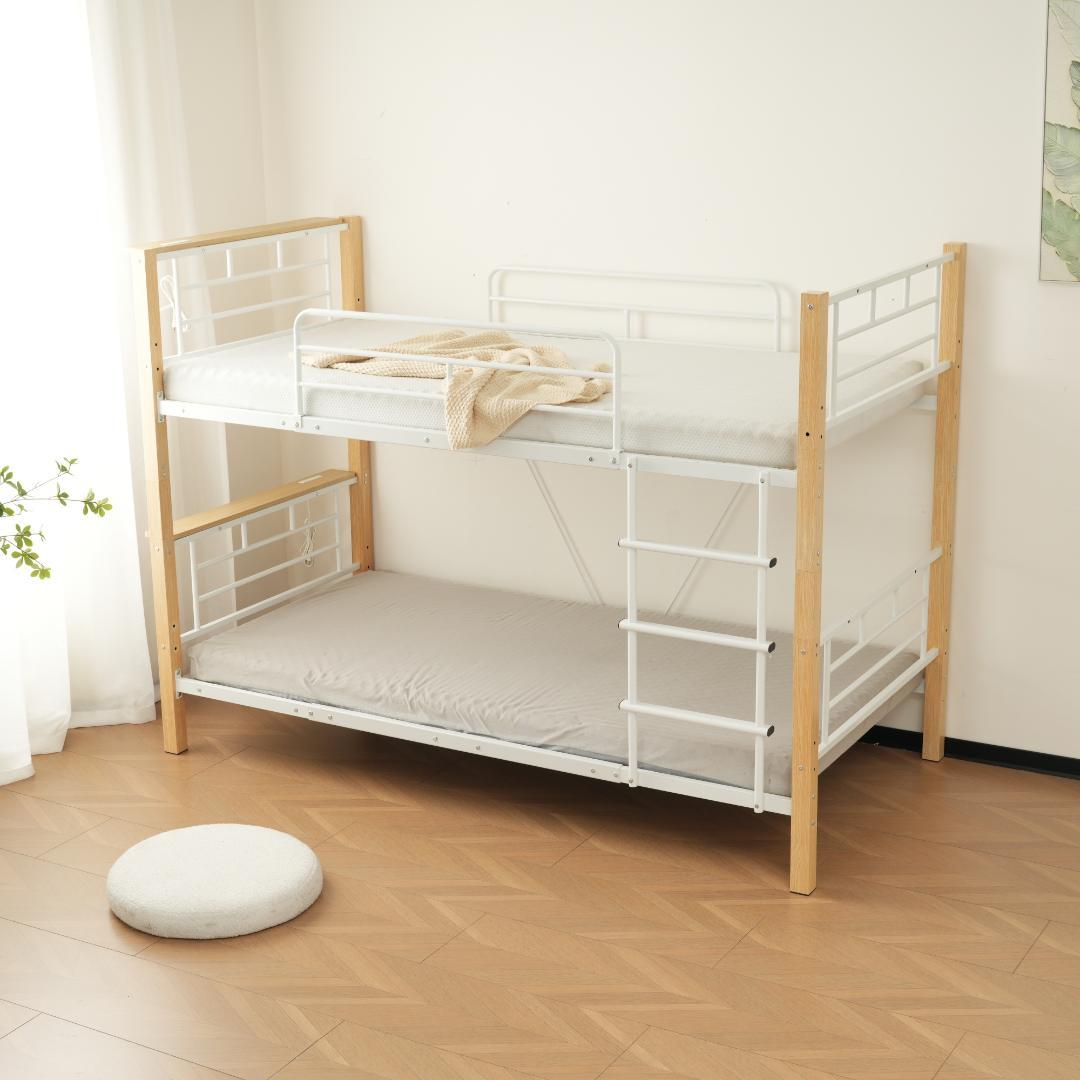 赤字価格！数量限定！コンセント付き二段ベッド　分割可能ロフトベッド　WHITE