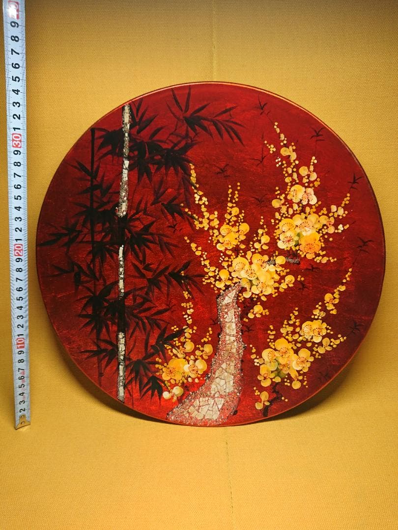 【美品】飾り皿　漆器　アート　彩絵　置物　インテリア　工芸品　美術品　A3085