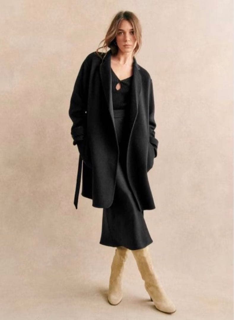 Sezane セザンヌ ダブルフェイス ウール コート ブラック