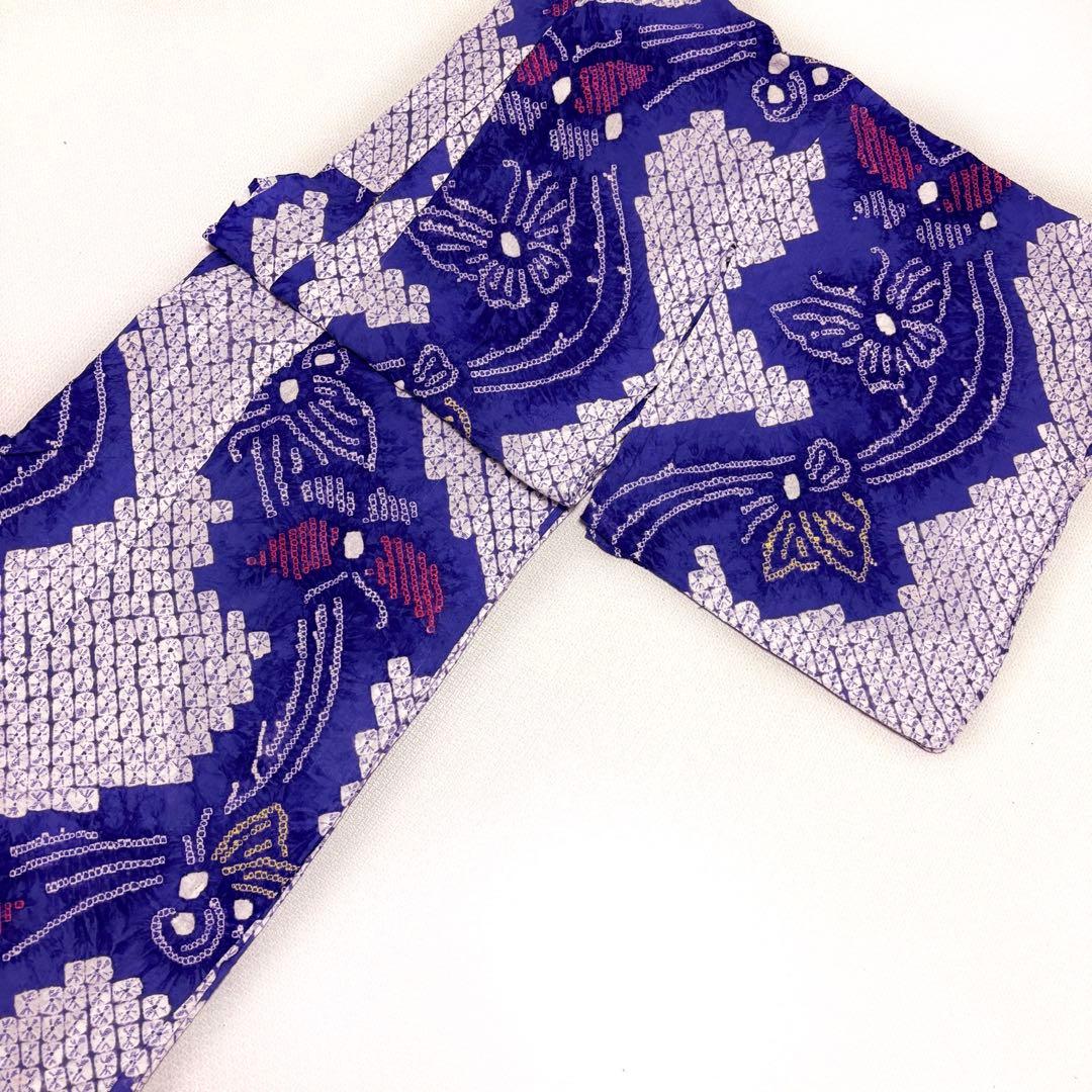 絞り浴衣　青紫　蝶々