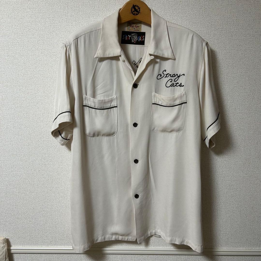 東洋 スタイルアイズ ストレイキャッツ ボウリングシャツ 希少なホワイトボディ