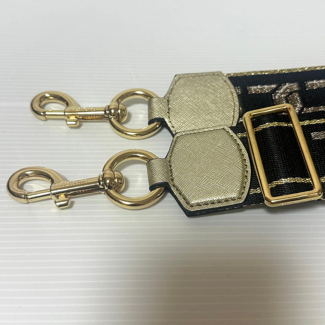 新品◆マークジェイコブス スナップショットショルダーバッグ ストライプゴールド