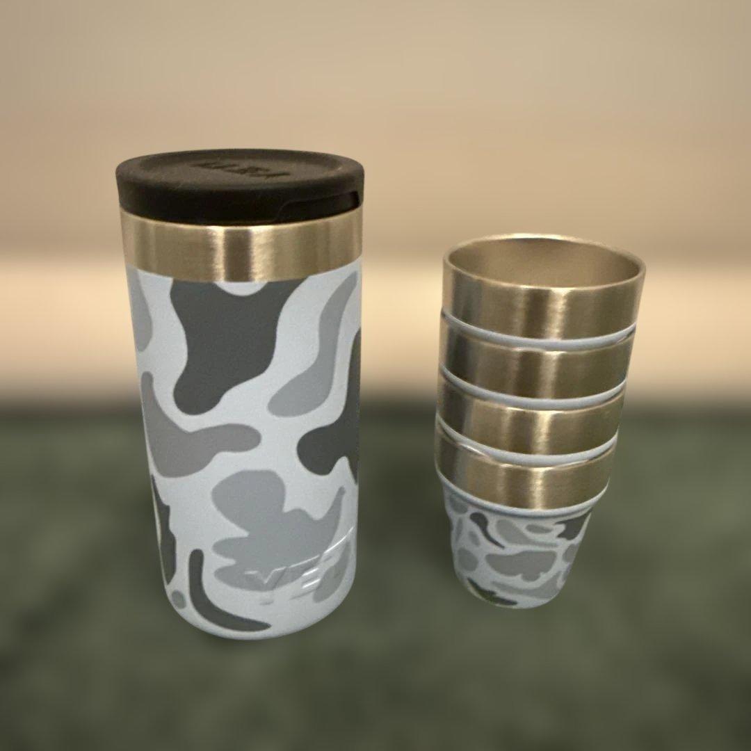 YETI ショットグラス 4個セット 迷彩 CAMO & ゴールド ステンレス