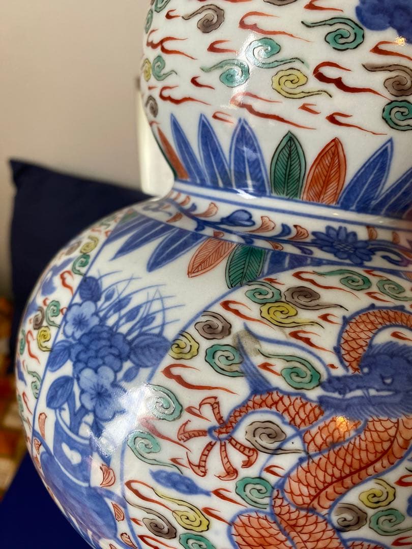 中国大明萬歷年製五彩龍紋葫芦瓶サイズ約高さ30cm径20cm