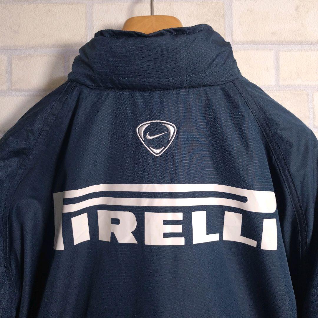 ナイキ★00s インテル PIRELLI 刺繍ロゴ ナイロンジャケット 紺 XL