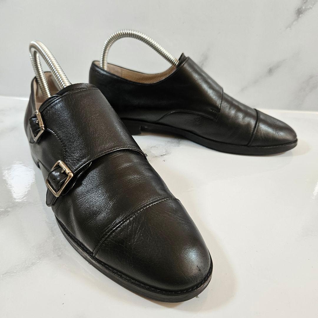 MARGARET HOWELL idea ダブルモンク レザーシューズ ブラック