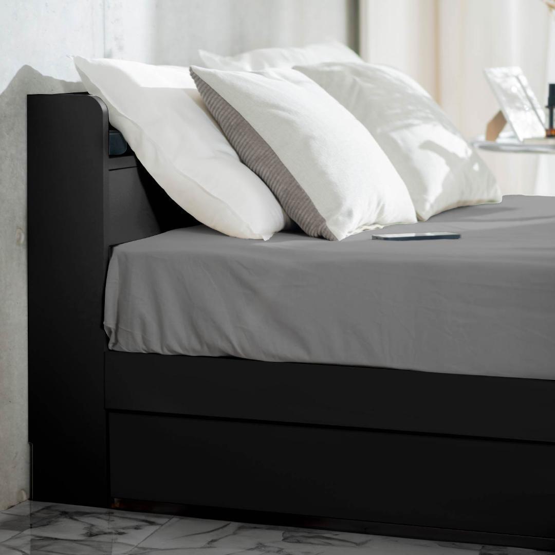 セミダブル ベッドフレー ム 単品 収納 コンセント 新品送料込 最短翌日着