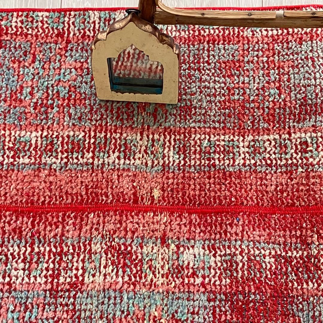 超ロング✳︎56×273 ストロベリーレッド　パッチワーク　トルコヴィンテージラグ