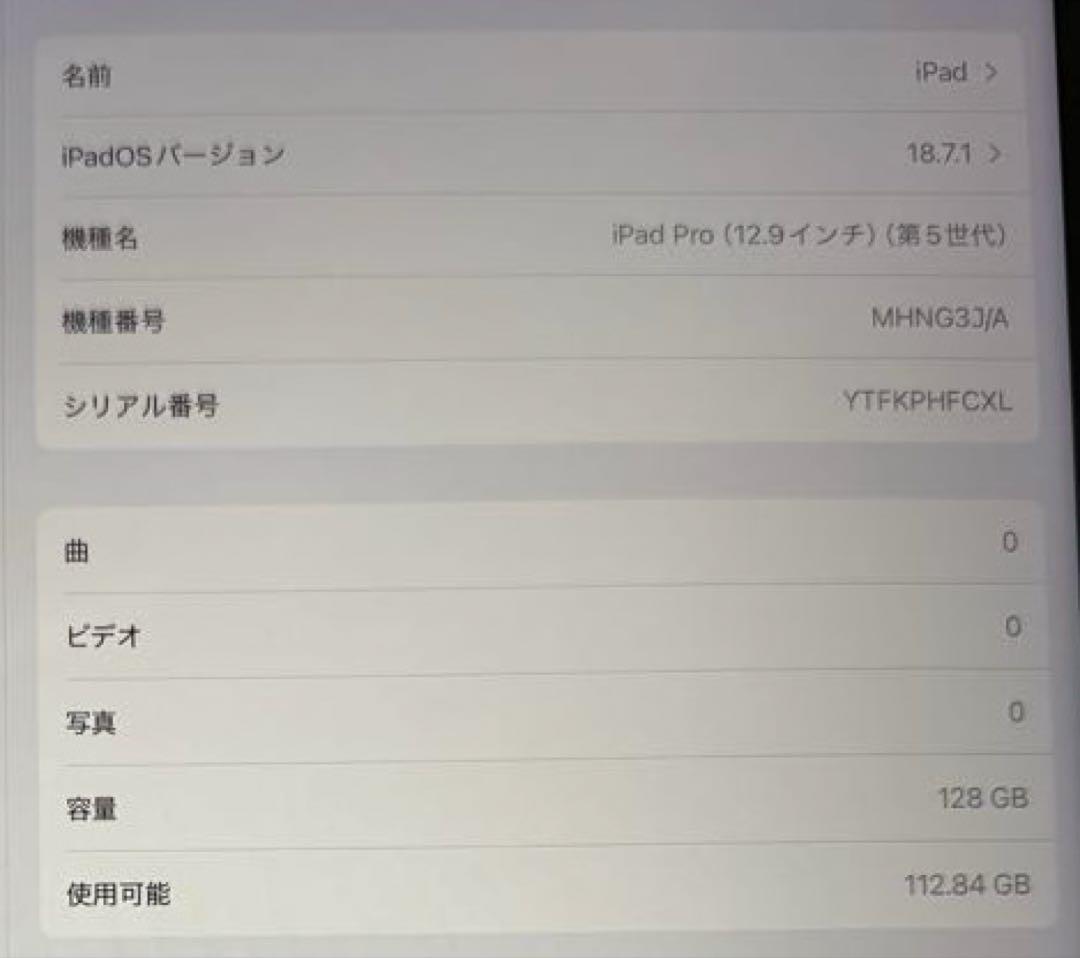 iPad Pro 12.9インチ 第5世代 WiFi 128GB