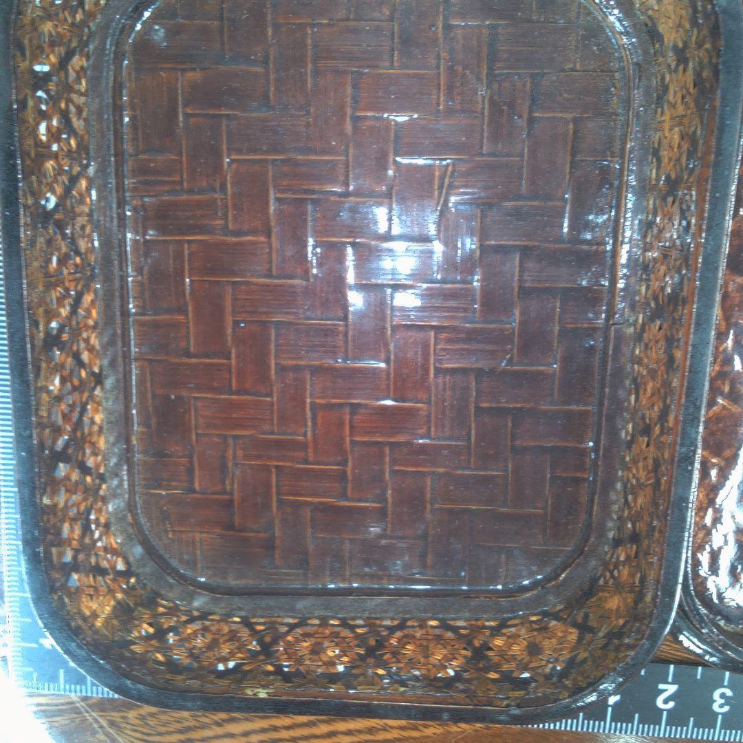 骨董６幾何学模様の木製小物入れ