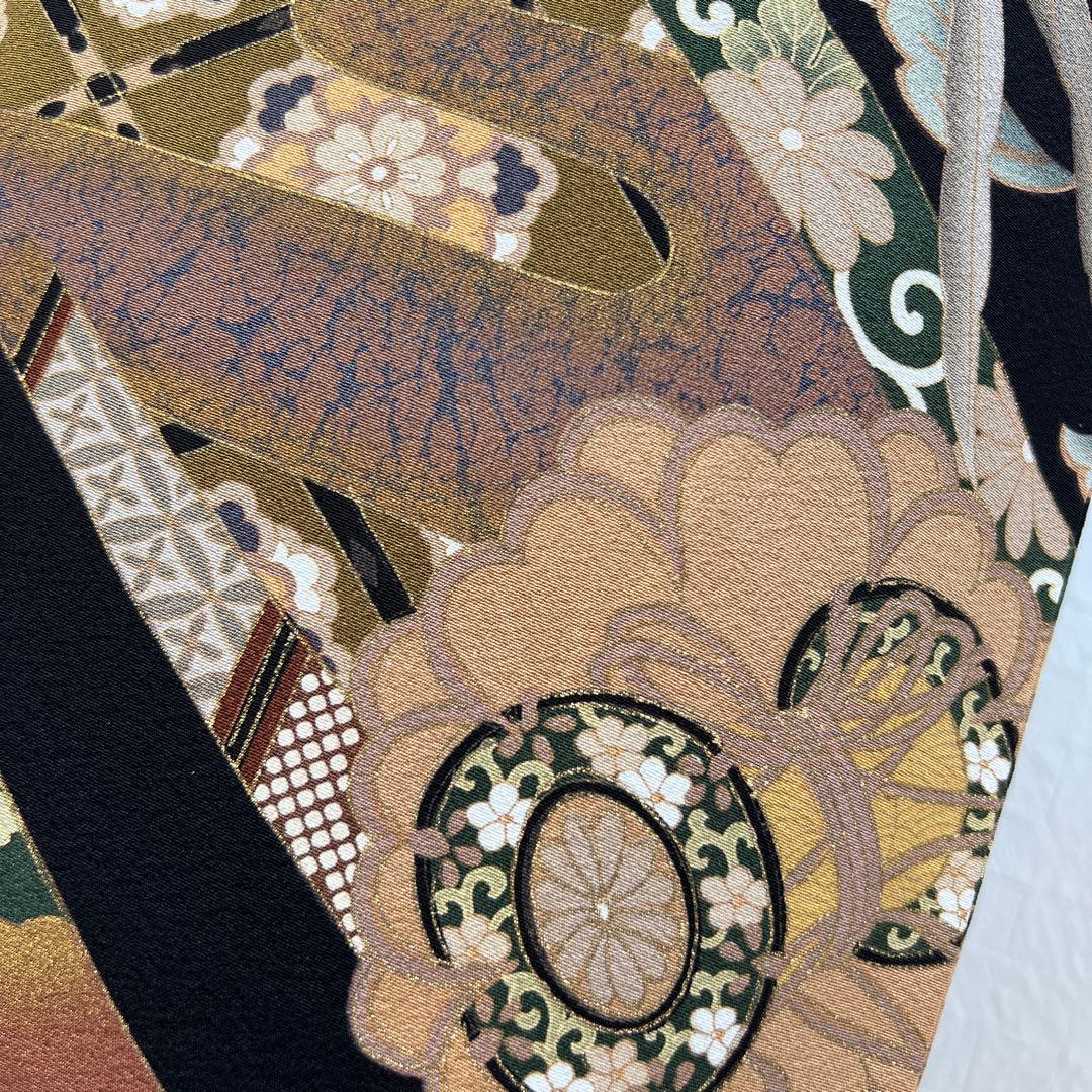 478 黒留袖フルセット 正絹 違い鷹の羽 御所車 鳳凰 松坂屋 高級 結婚式