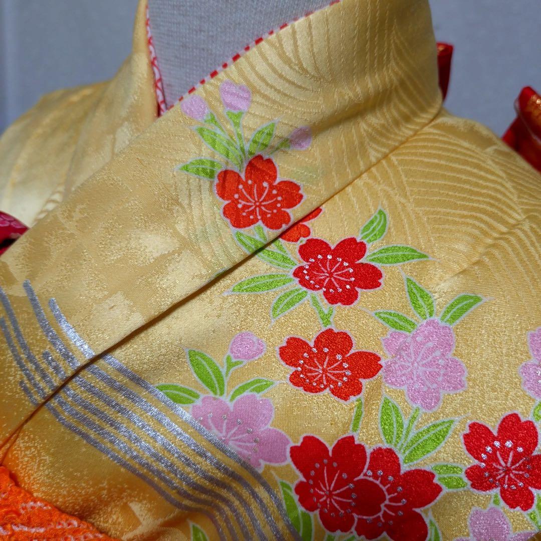 七五三　7歳　正絹着物　袋帯　小物セット　 比翼仕立て着物