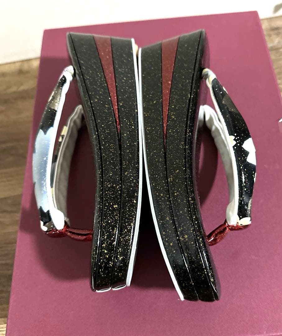 着物 和装 草履バッグセット 桜 黒 中古品 成人式