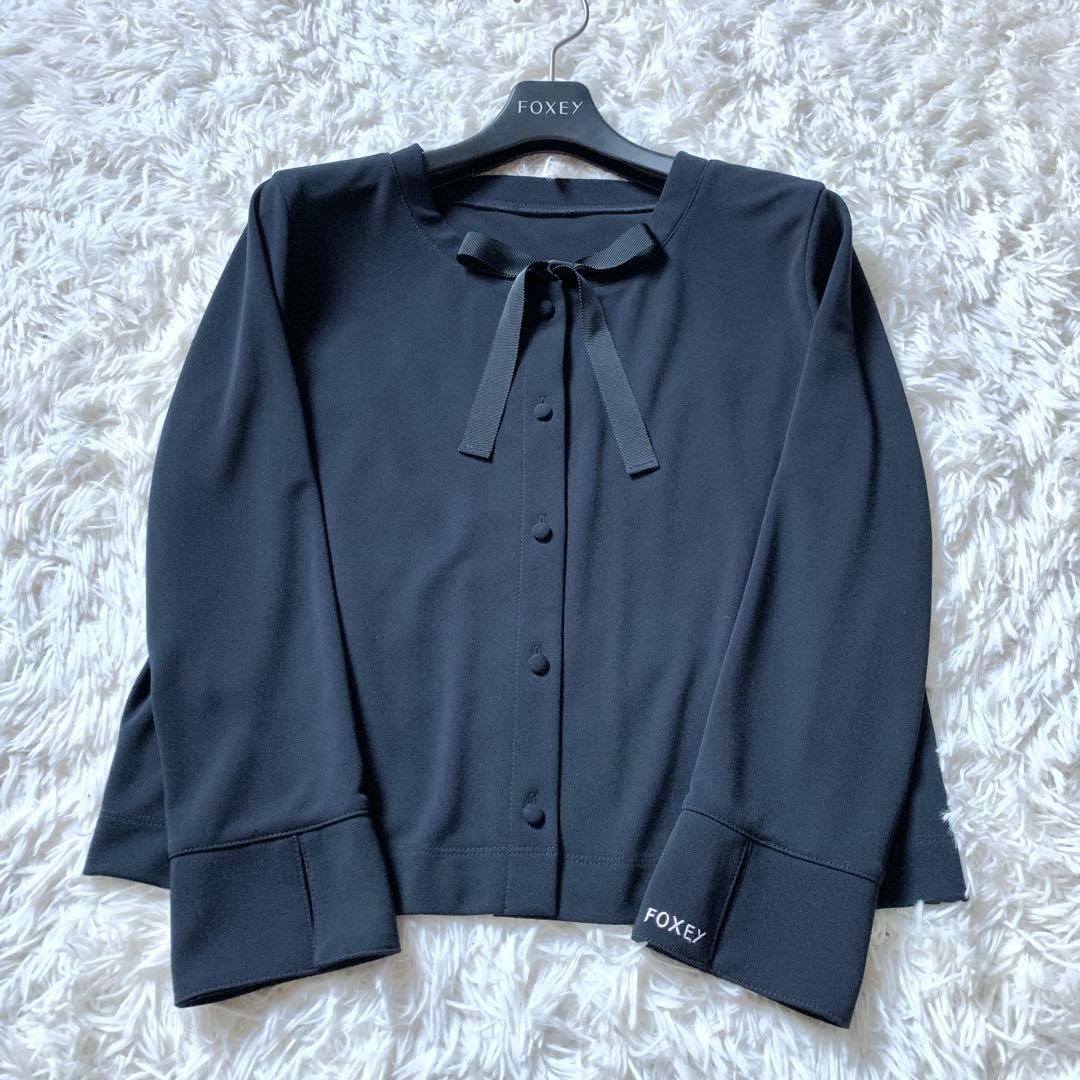 未使用級✨フォクシーニューヨーク LADY BOW カーディガン 袖ロゴ