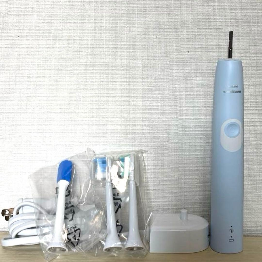 【PHILIPS 】電動歯ブラシ本体と歯ブラシ2本と舌ブラシ1本充電器セット新品