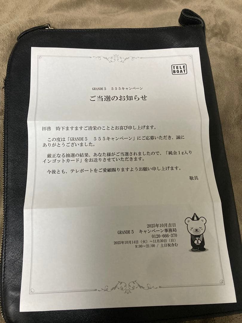 新品　未開封　GRANDES 555キャンペーン 純金カード　競艇