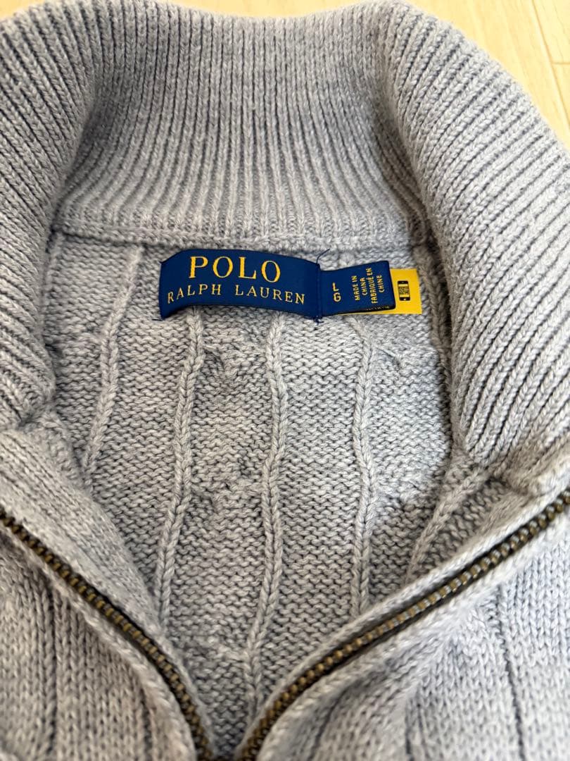 ポロラルフローレン ハーフジップ ケーブルネック グレー Lサイズ