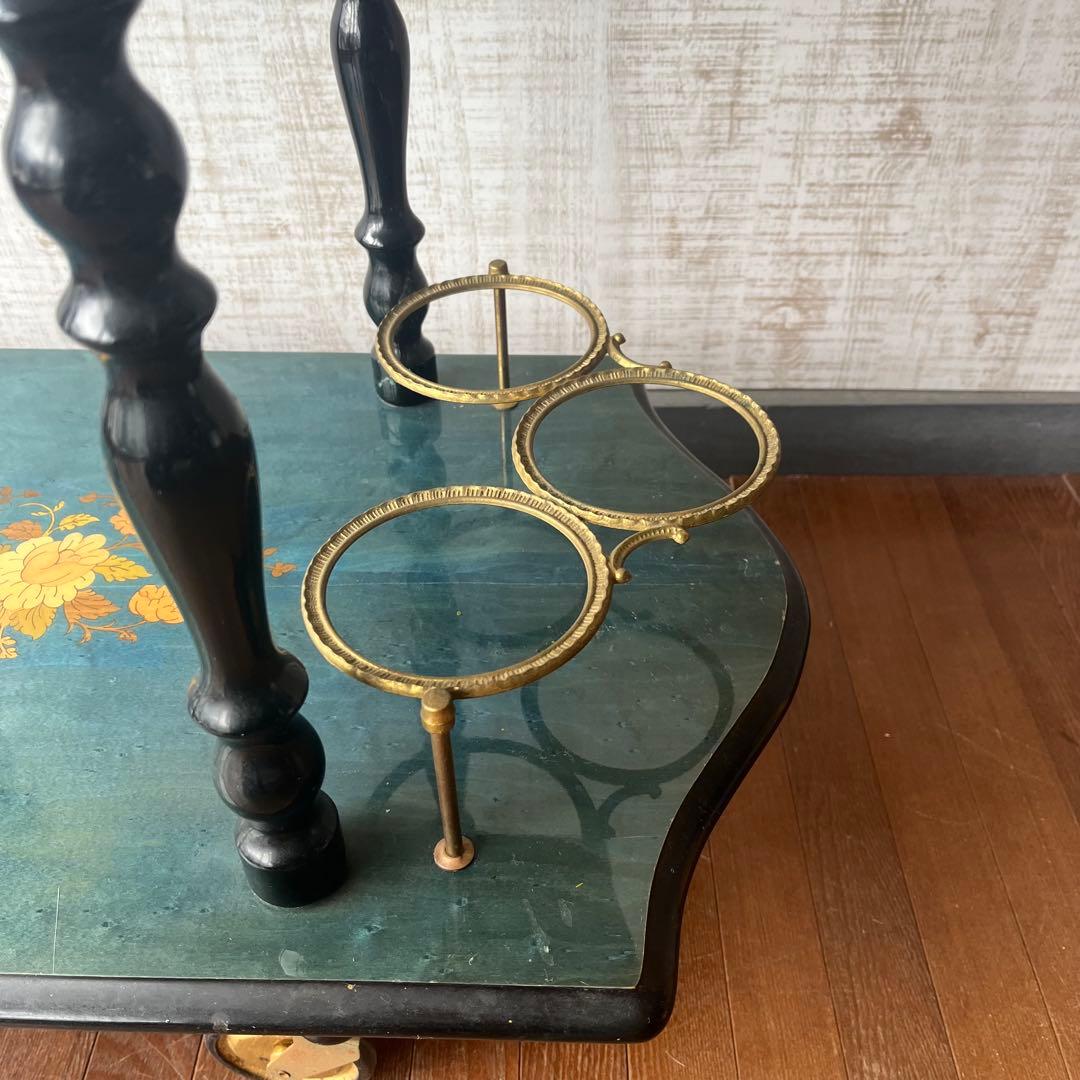 【アンティーク】イタリア製 象嵌細工 サービスワゴン キッチンワゴン 古道具