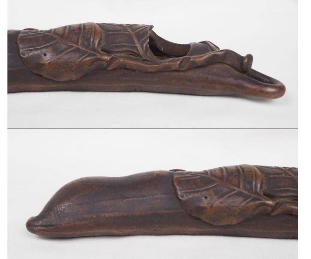 送料無料　江戸時代　備前焼　豆形掛け花入れ　煎茶道具