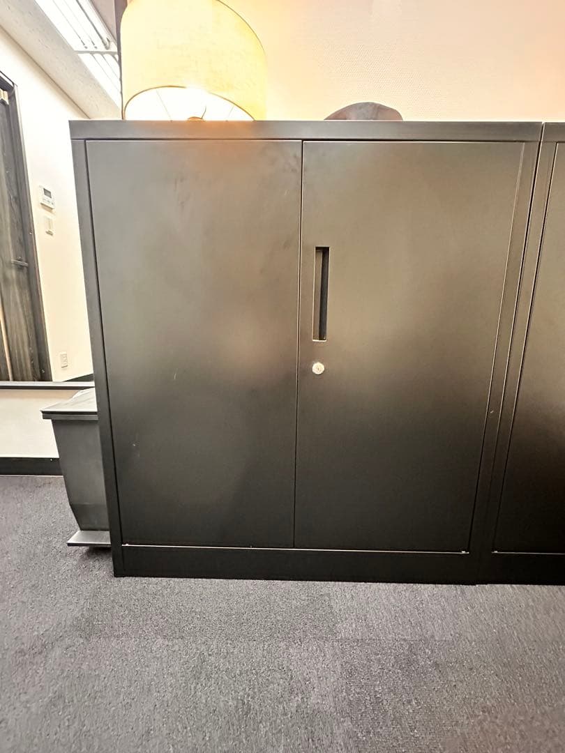 スチールキャビネット 鍵付き 1台 ブラック オフィス収納