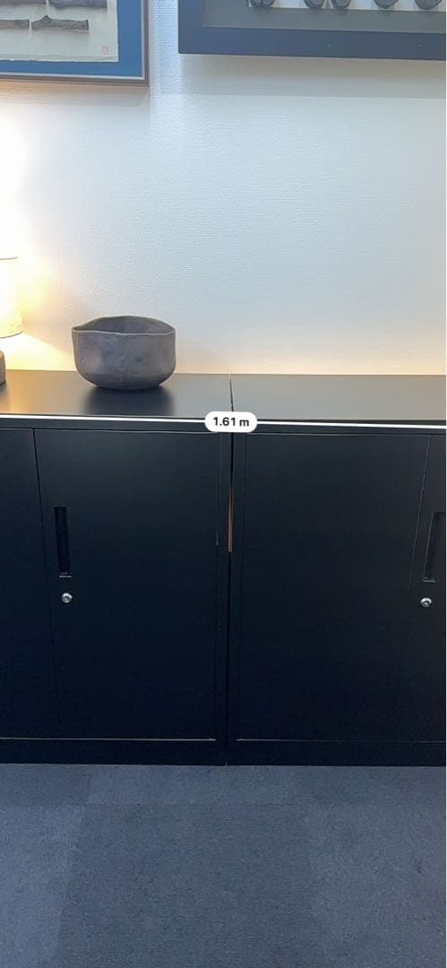 スチールキャビネット 鍵付き 1台 ブラック オフィス収納