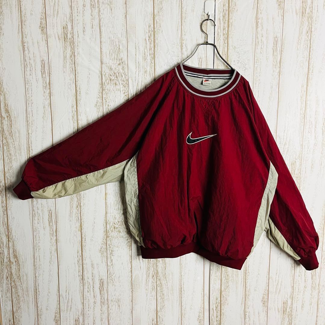 【希少デザイン】ナイキ☆刺繍センタースウッシュロゴスウェット 銀タグ ゆるだぼ