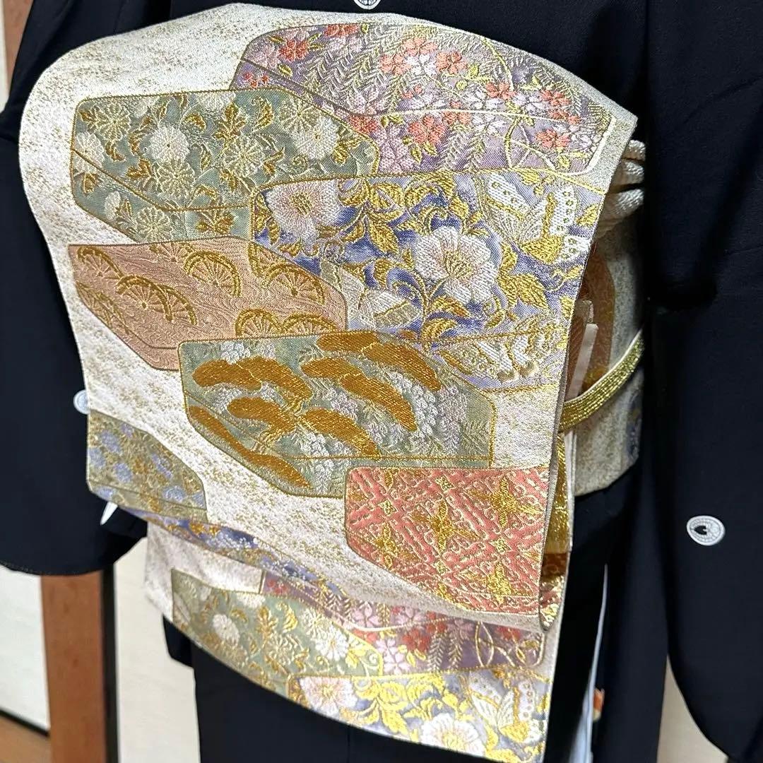 【高島屋誂え】手描き束ね熨斗に宝尽 黒留袖、袋帯、他4点セット★作家物★通紋