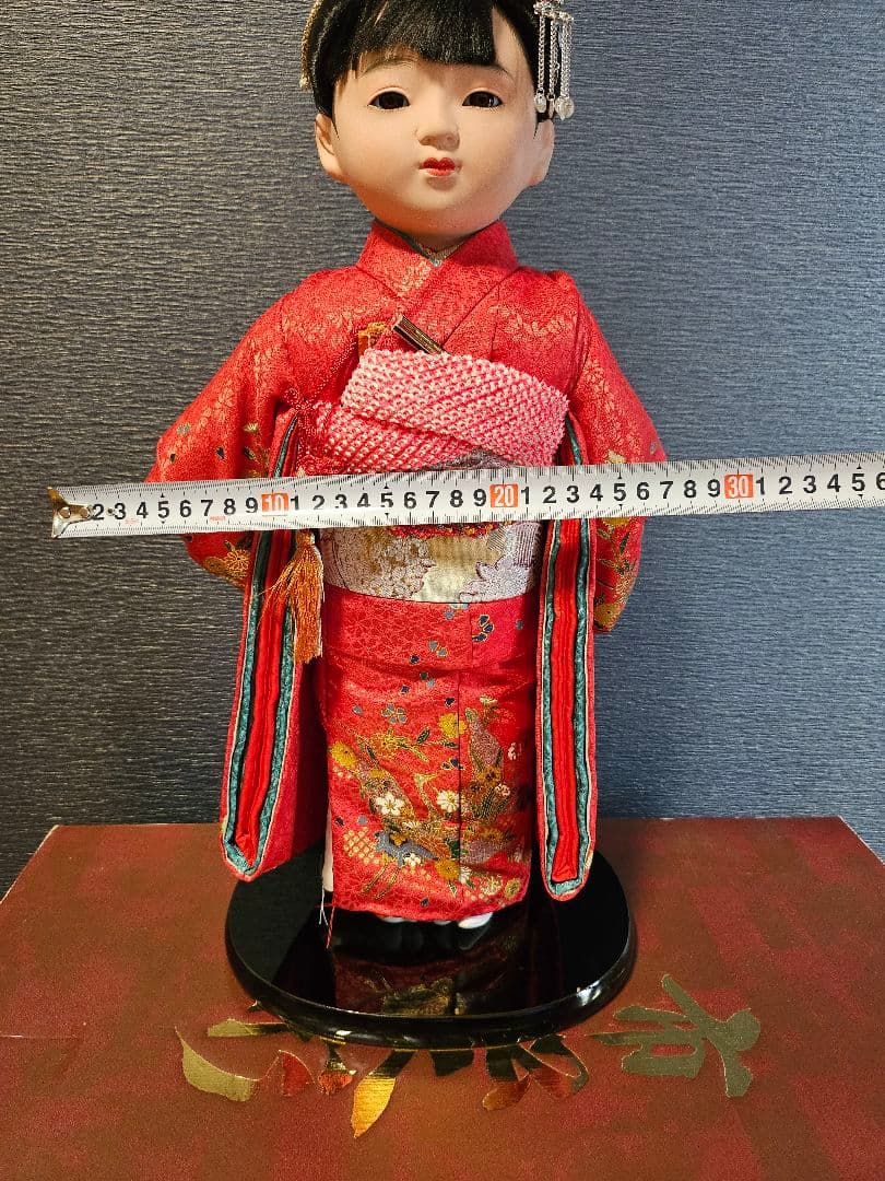 人形の秀月 市松人形 髪飾り付き