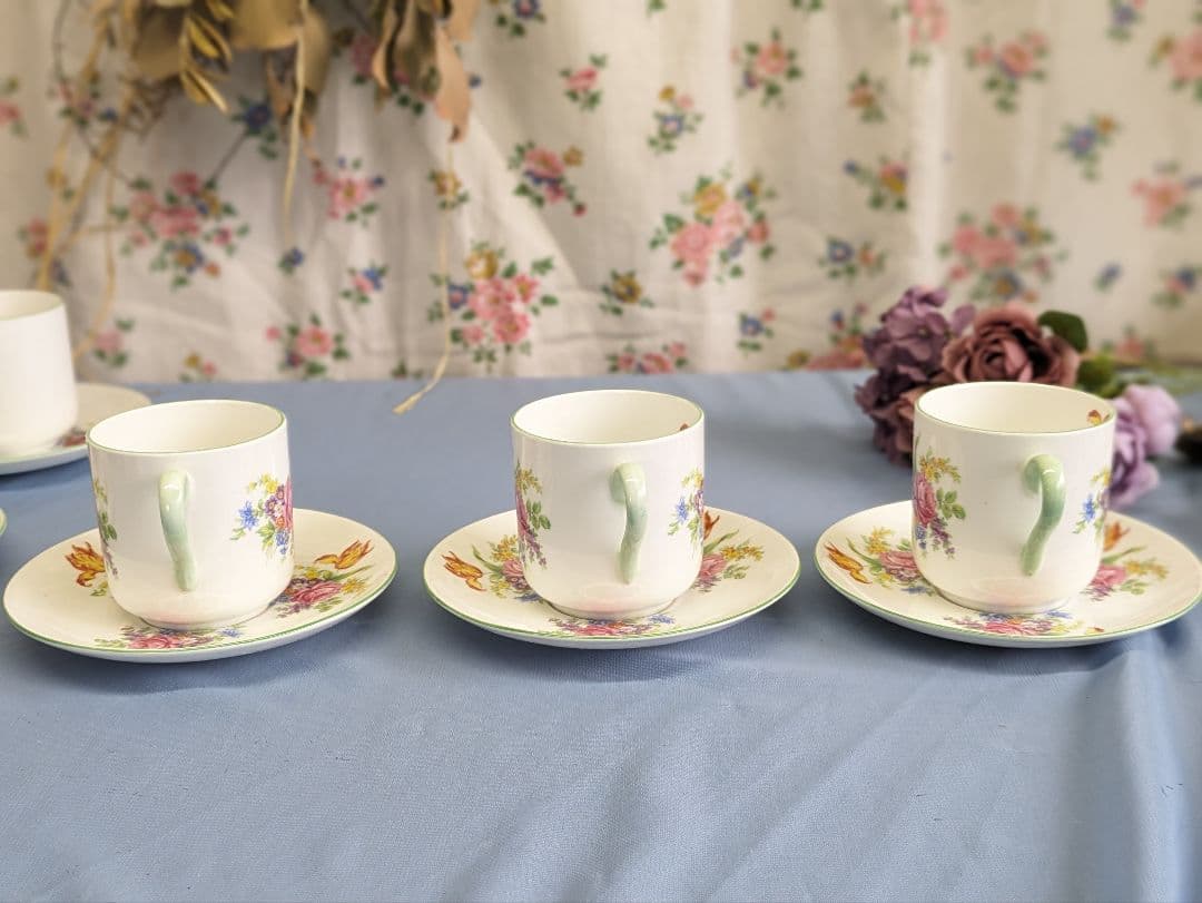 シェリー窯 shelley ティーカップ＆ソーサー ５客 美品 英アンティーク