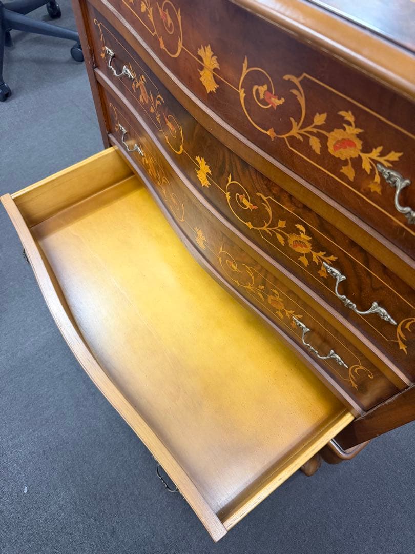 イタリア製 木製4段チェスト 猫脚