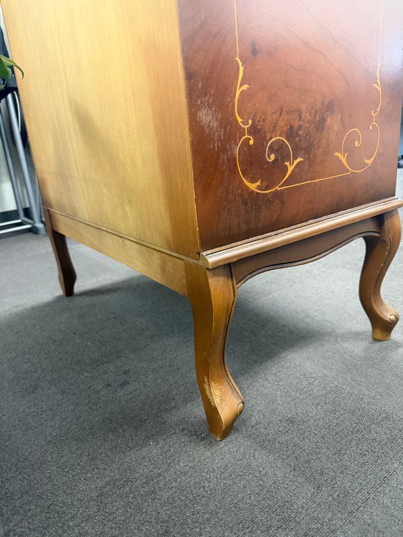 イタリア製 木製4段チェスト 猫脚