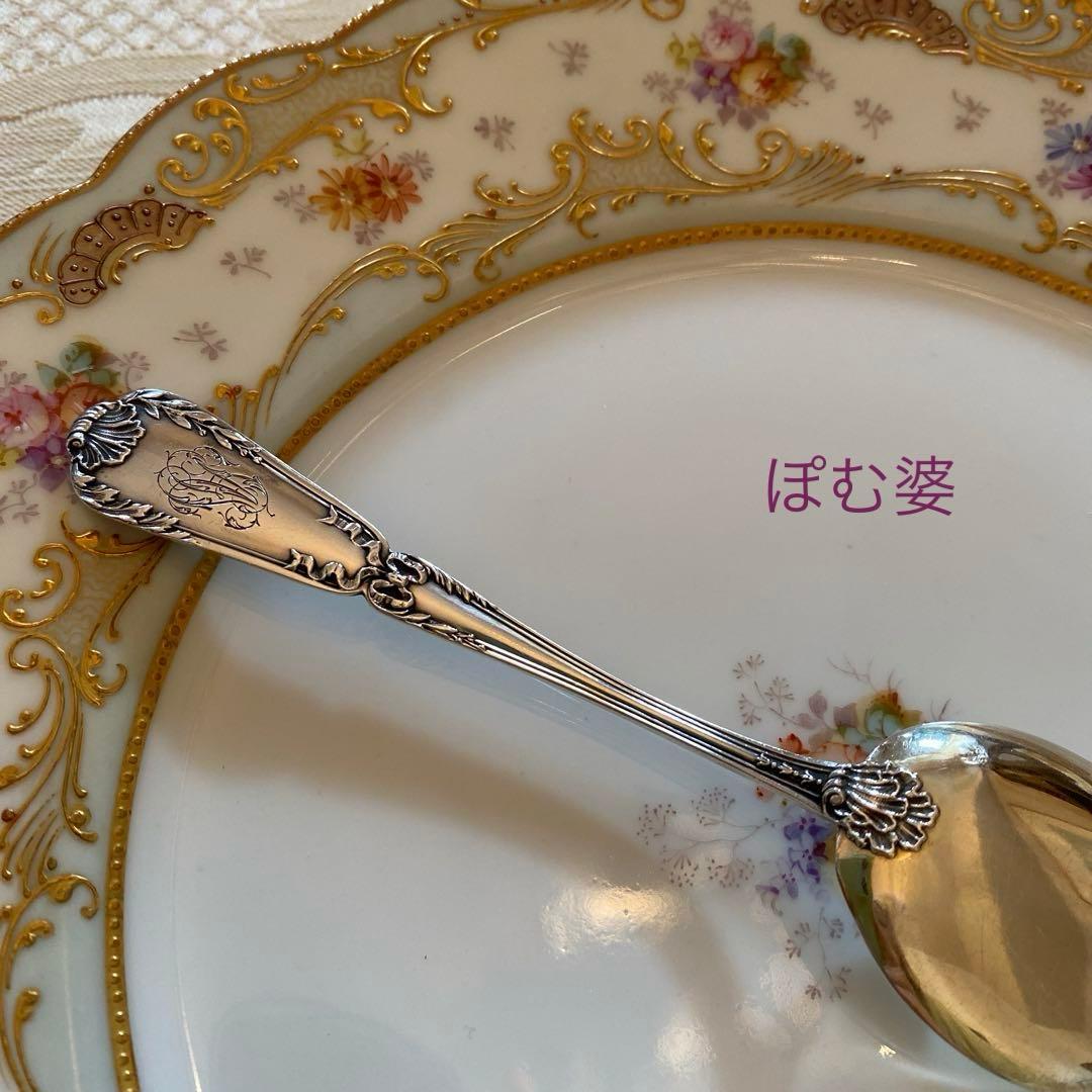 【ピュイフォルカ】純銀／アイスクリームスプーン／ポンパドール※彫有り２＋無し１